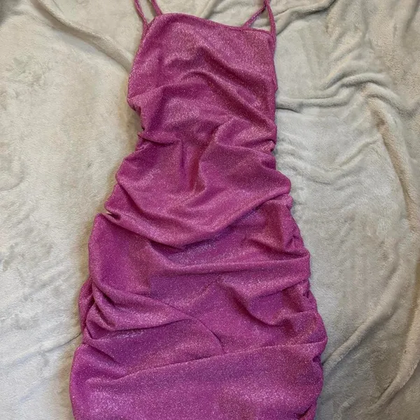 SheIn Pink Ruched Glitter Mini Dress S - Image 3