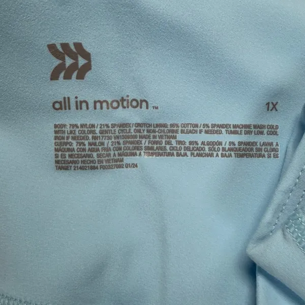 All in Motion Biker Shorts Womens Plus 1X Blue Denim High Rise 6" Inseam NWT - Image 4