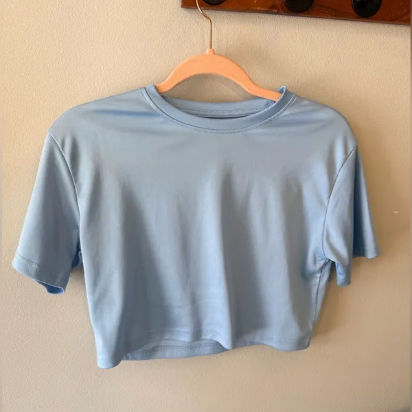 Blue Round Neck Drop Should Cropped Tee Size XS - Image 3