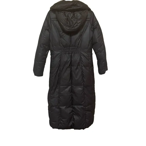 Cole Haan Down Puffer Coat Women’s S Black Detachable Hood Flawed - Image 4