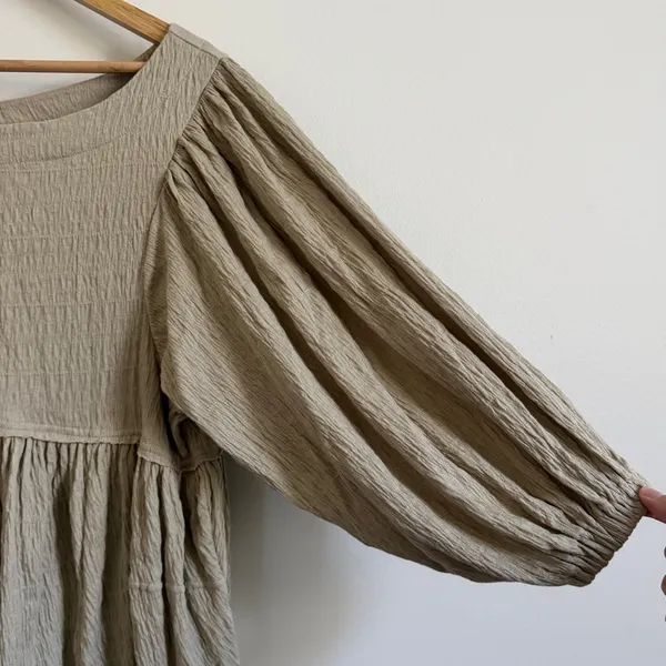 Free People FP Beach Get Obsessed Babydoll Dress size XS oversized green boho - Image 5