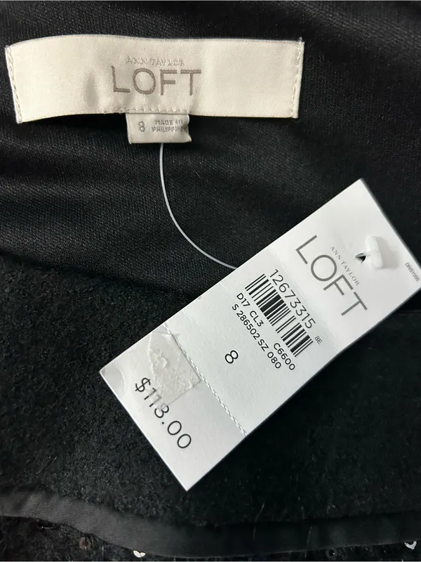Loft Women’s Black Sequin Front Shift Dress SZ 8 NWT - Image 11
