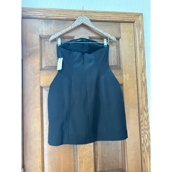 ANTHROPOLOGIE Strapless Structured Black Mini Dress Size XS - Image 6