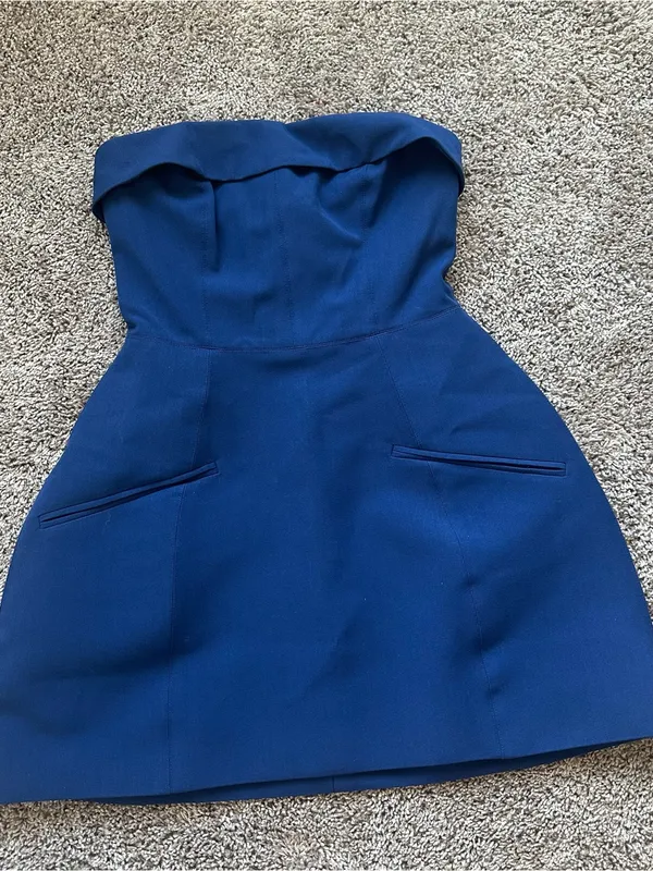 Oh Polly Strapless Navy Blue Mini Dress - Image 2
