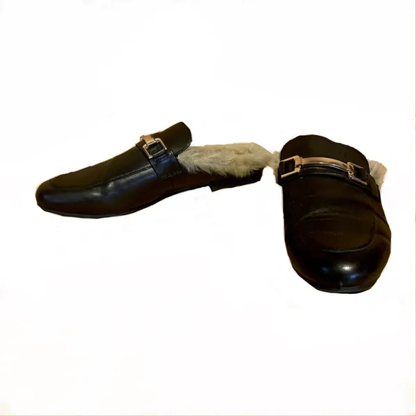 Steve Madden "Khloe” Black Leather With Faux Fur Lining Mule Slides (9) - Image 3