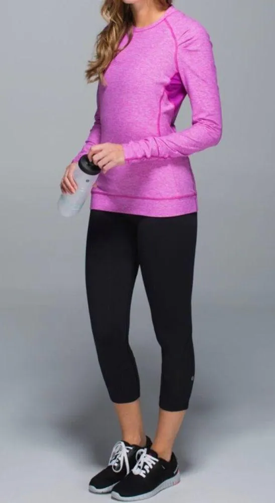 Think Fast Long Sleeve Heathered Ultra Violet Pink Purple Ruched Top 8 - Image 8