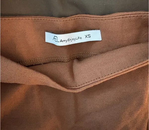 Brown top with satin sleeves Size XS - Image 2