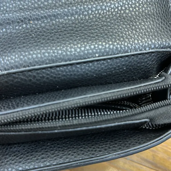 Black Textured Faux Leather Small Satchel Handbag Purse 8 x 6.5 Inch - Image 8