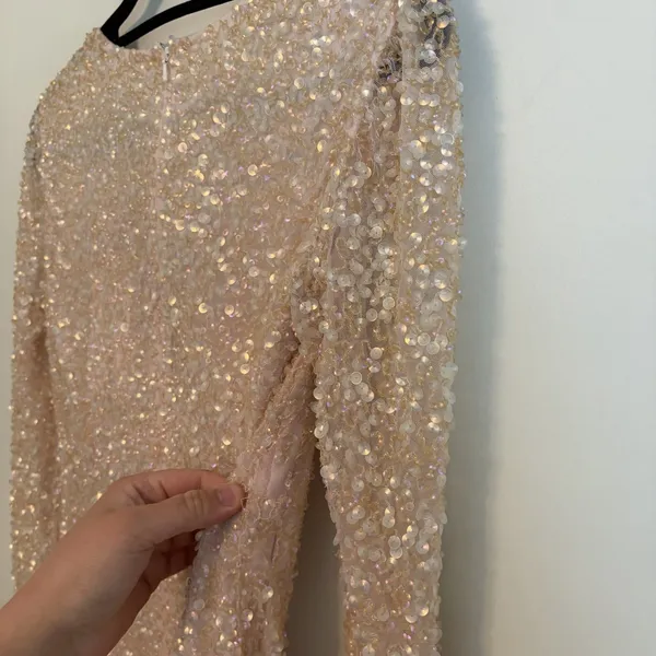 NWT Ashley Lauren Sz 2 Powder‎ Sequin Short Dress V Neck Formal Pageant Prom - Image 9