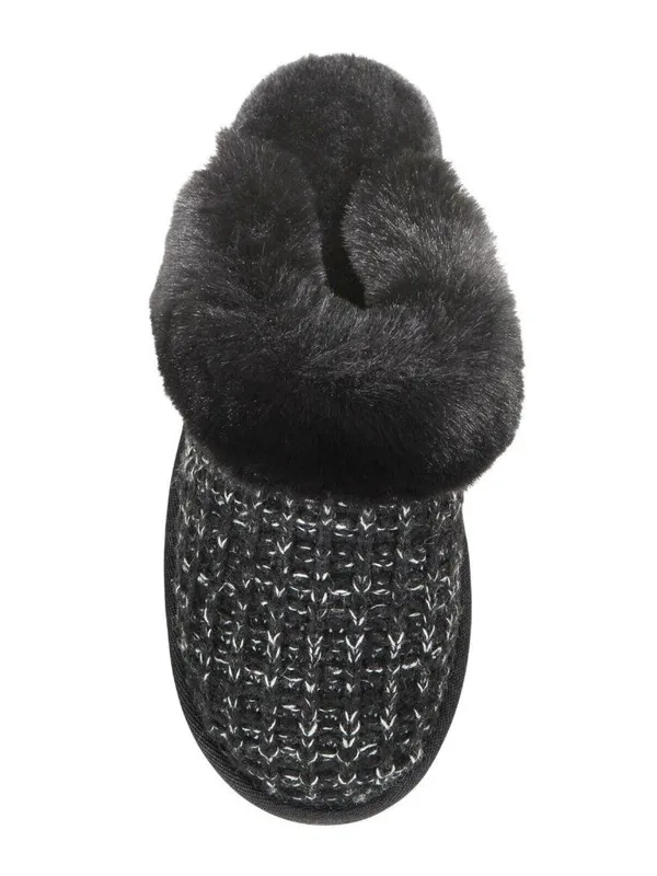 NWT Style & Co Rayaa Quilted Faux Fur Slippers 10021612600 Black Beauty 5M - Image 3