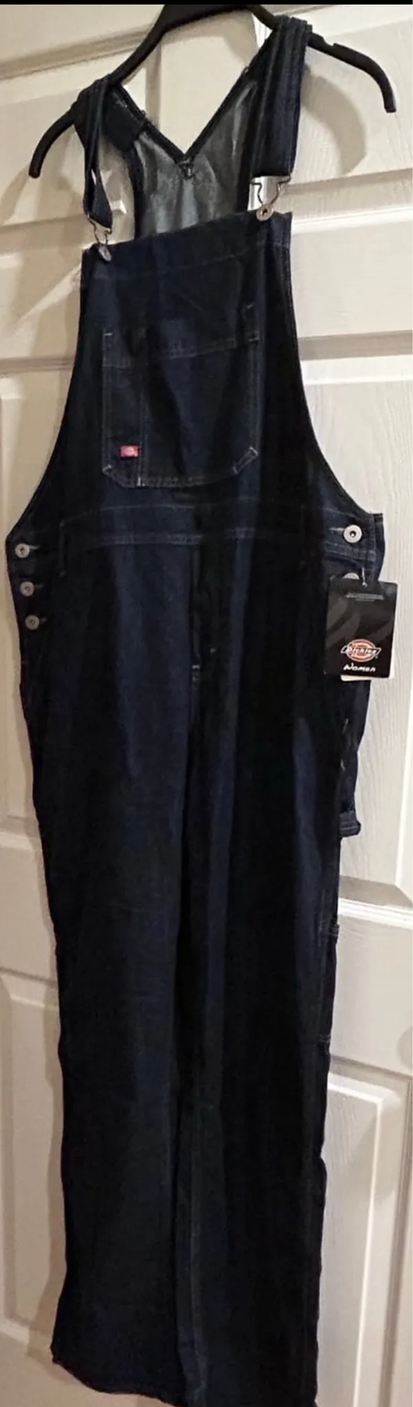Dickies dark-wash loose straight- baggy leg fit denim carpenter bib overalls,XS - Image 10