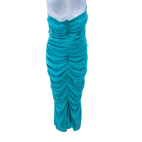 Pretty‎ Lavish Matilda Ruched Strapless Midi Dress Turquoise Blue Guest 8 NEW - Image 5