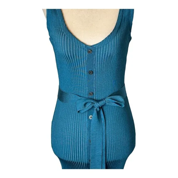 Rachel Roy Dress Women Small Blue Ribbed Knit Button Front Sweater Sheath‎ NWT - Image 5