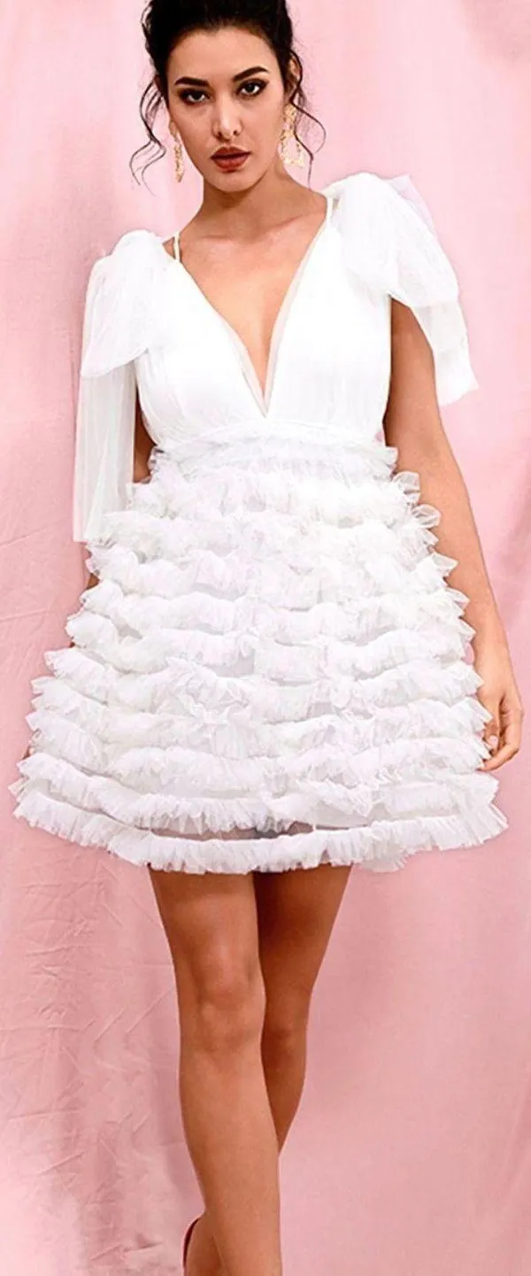 White Tulle Dress Size M - Image 2