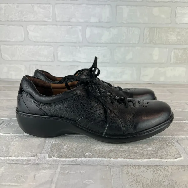 Aravon Duxbury Delilah Shoes Womens 9 B Black Leather Comfort Walking Lace Up - Image 2