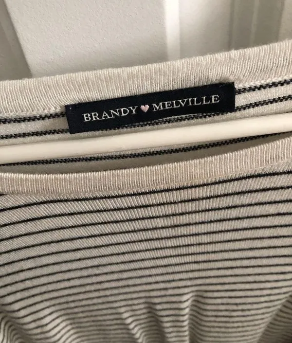 Brandy Melville Striped Long Sleep Cropped Shirt - Image 2