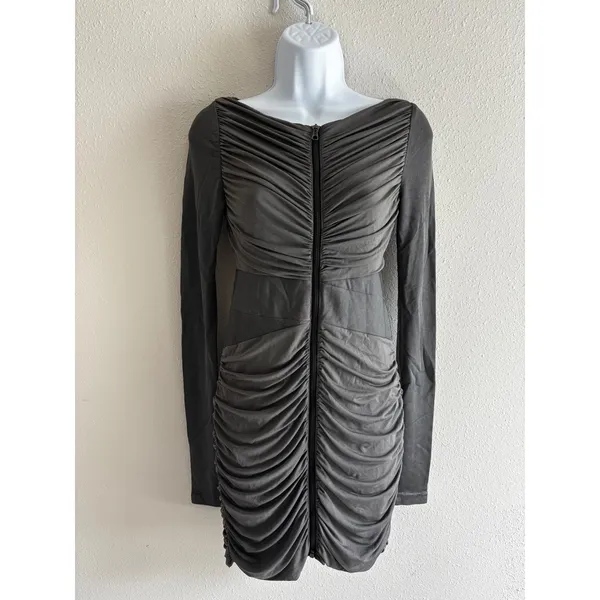Rag & Bone Ruched Zip Front Mini Dress 2 Gray Long Sleeve Bodycon - Image 10