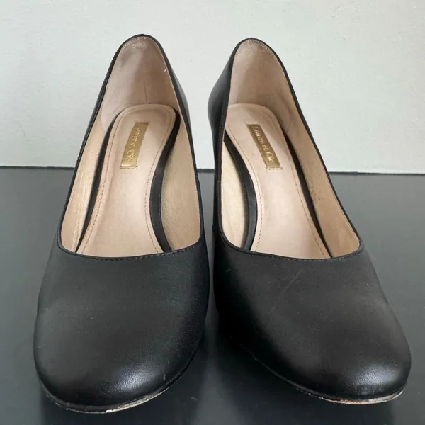 Louise et Cie Women's Jayant Black Leather Block Round Work Heel Pumps Size 6.5 - Image 7