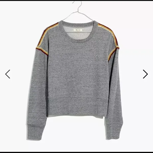 Miles by Madewell Embroidered-Trim Crop Sweatshirt C23‎ - Image 4
