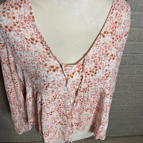 Hippie‎ Rose Floral Boho Long Sleeve Top Large - Image 2