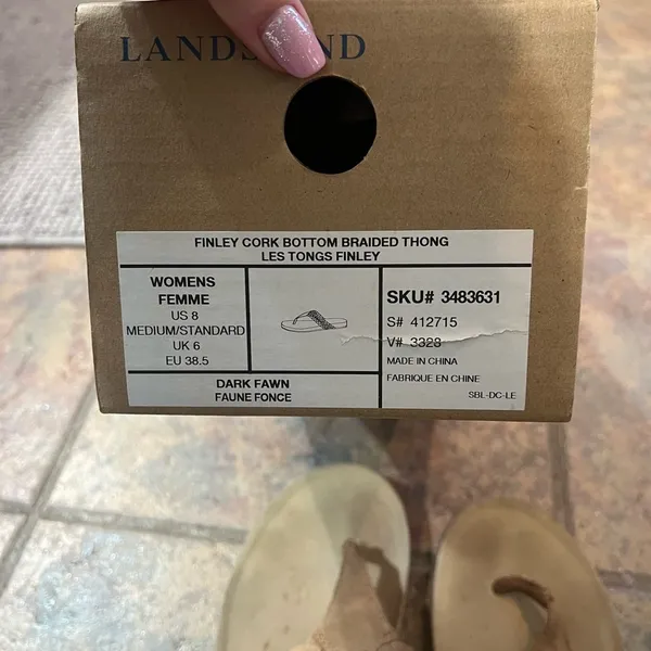 lands end sandals | size 8 sandals | finely cork bottom braided thong sandals - Image 4