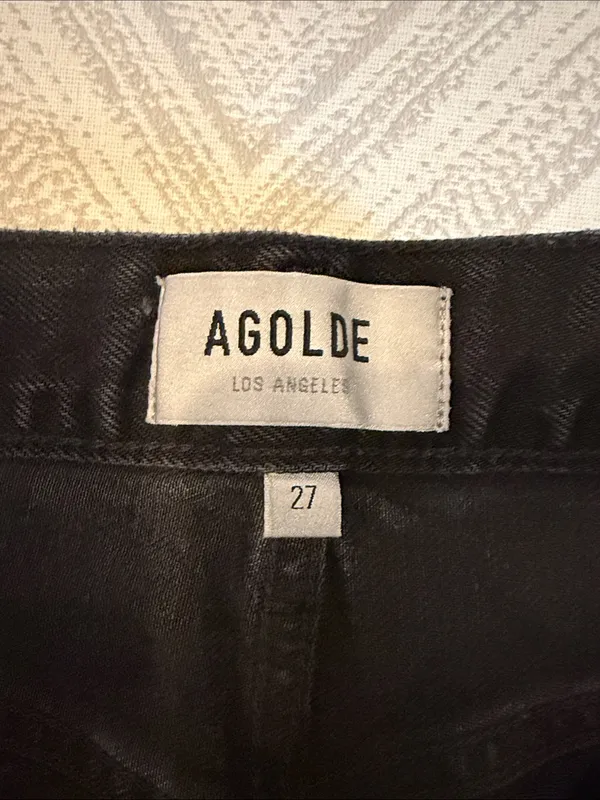 AGOLDE Black Distressed Ripped Button Fly Cutoff Jean Shorts Size 28 - Image 4
