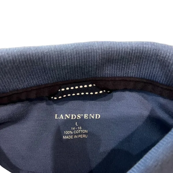 Lands’‎ End Polo Shirt Kids Large Blue Short Sleeve Solid Classic Casual Golf - Image 3