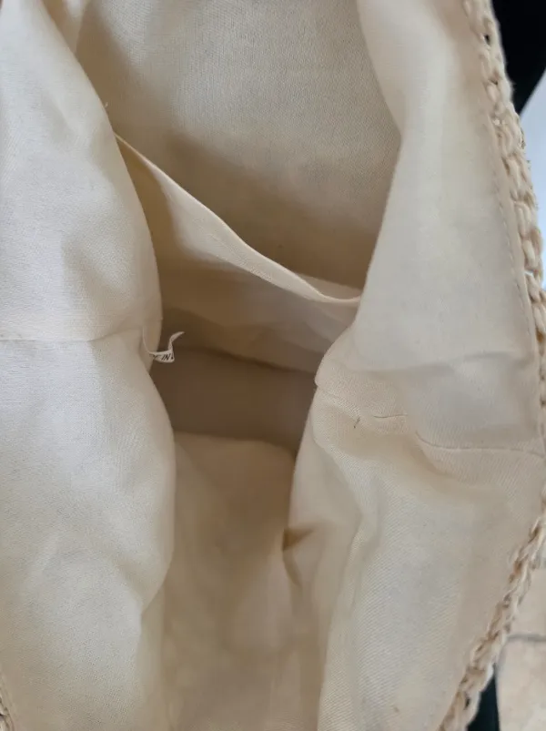 Woven Straw Backpack with Brown Leather Flap Tan - Image 4