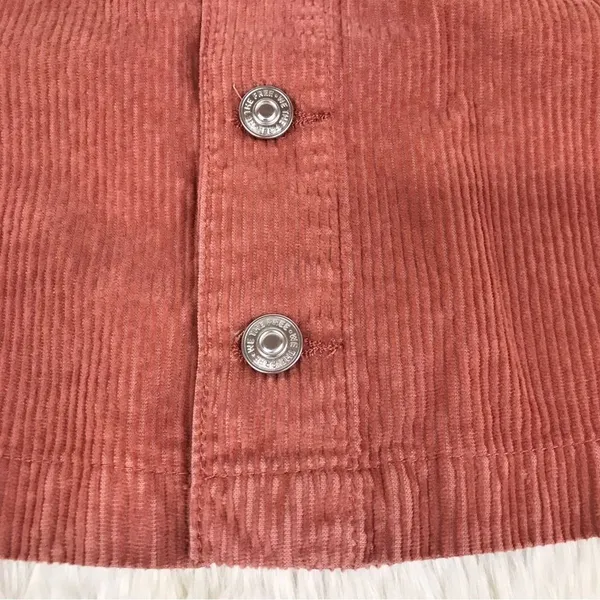 FREE PEOPLE‎ Ray Button Front Corduroy Mini Skirt Rust Pink Fall Size 10 New - Image 5