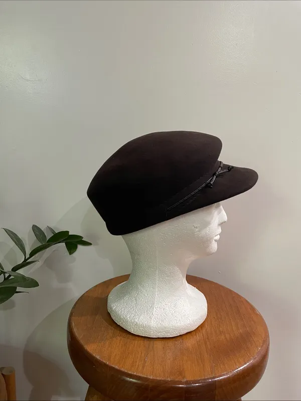 Chocolate Brown 100% Wool Baker Boy Newsboy Hat One Size - Image 4