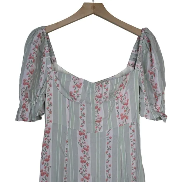 We Wore What Womens 2 Puff Sleeve Midi Dress in Rosewood Multi NEW - Image 4