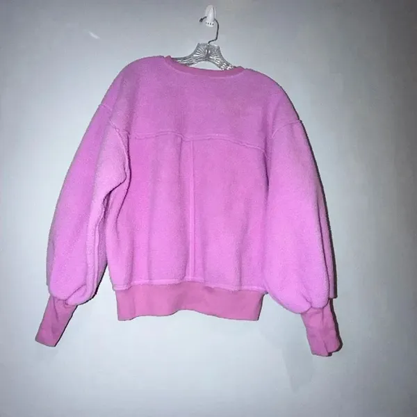 Pilcro Slouchy Crew-Neck Sweatshirt Orchid Pink Small Sherpa Dolman Sleeve #1400 - Image 5