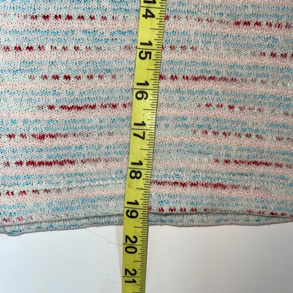 Madewell Puff Sleeve Textured Cream & Multicolor Striped Knit Top - Image 8