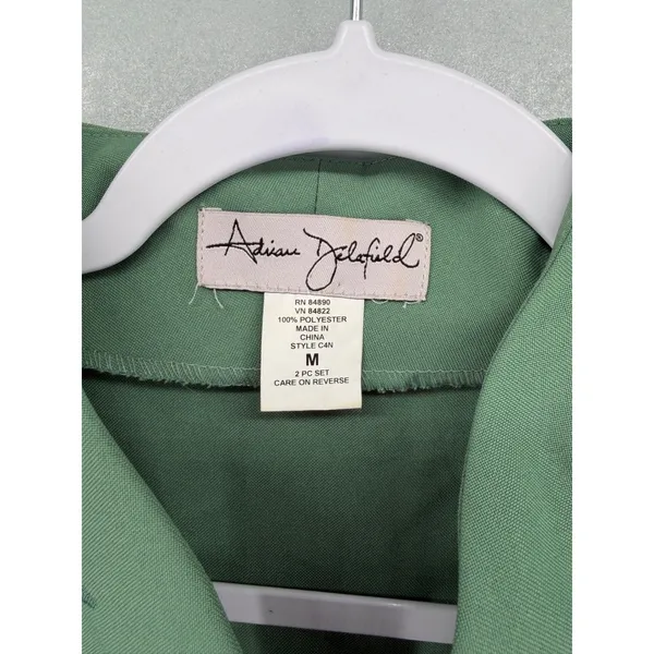 Alfred Dunner Adrian Delafield Womens Pant Set Sage Green Embroidered 2 Piece M - Image 11