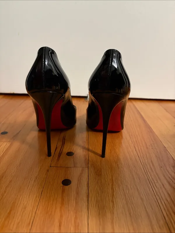 Christian Louboutin Black Patent Pointed Toe Stiletto Pumps - Image 3