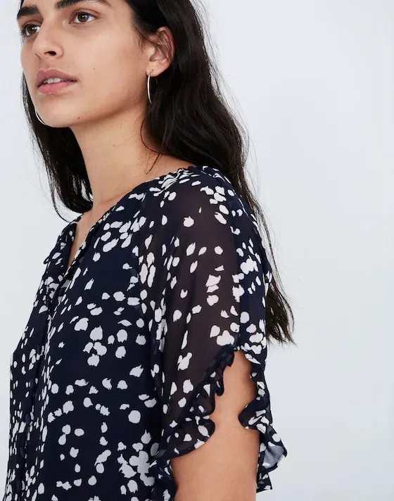 Madewell Memento ruffle-sleeve top in drifting petals - Image 2