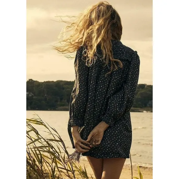 DOEN Knoll Parc Monceau Ditzy Floral Pintuck Puff Sleeve Mini Dress Black S - Image 2
