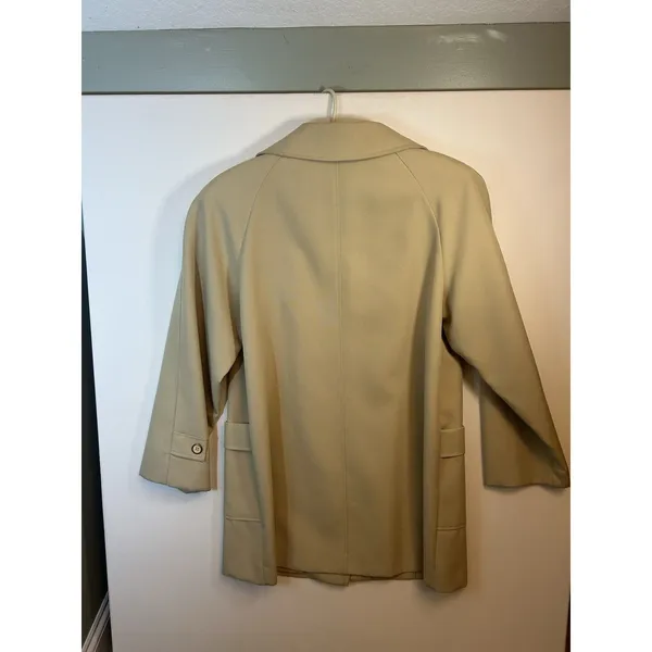 Vintage Beige Button Front Car Coat Women’s Classic Tailored Jacket With Pockets - Image 5