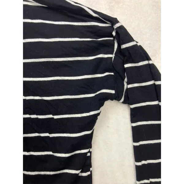 BumpStart Womens Maternity‎ Cardigan Medium Black White Striped Open Front Rayon - Image 6