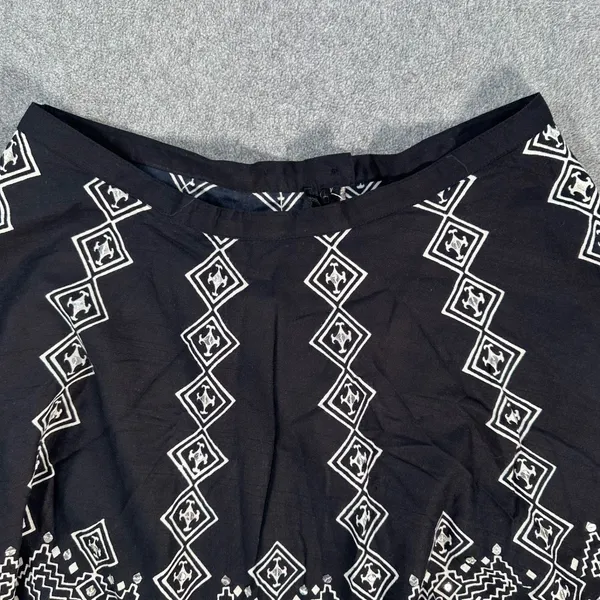 Mlle Gabrielle Flare Skirt Women's Small Black/Ivory Sequins Cotton Swing Twirl - Image 3