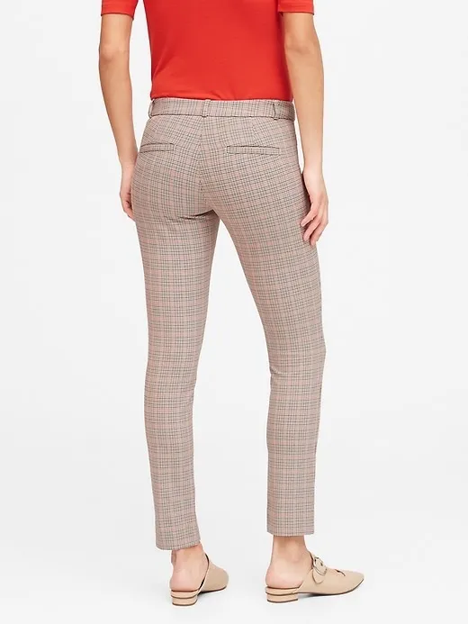 BANANA REPUBLIC Sloan Mid-Rise Skinny‎ Fit Ankle Pant, Camel Glen Plaid Check, 8 - Image 2