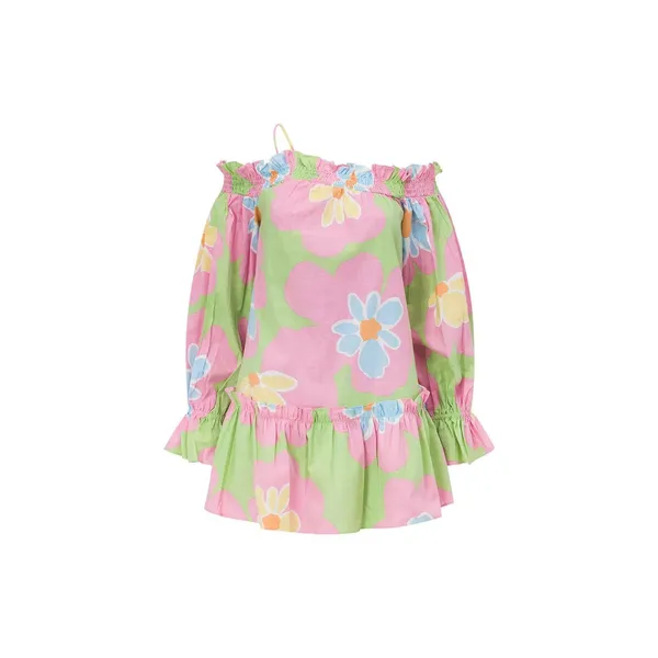 Sabo Skirt NWT Blair Puff Dress Sizs‎ XS Floral Off Shoulder Colorful Coastal Vacation - Image 14