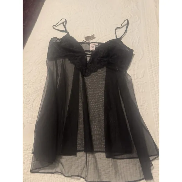 Victoria's Secret Babydoll Slip Size L 170/104A Black Sheer - Image 2
