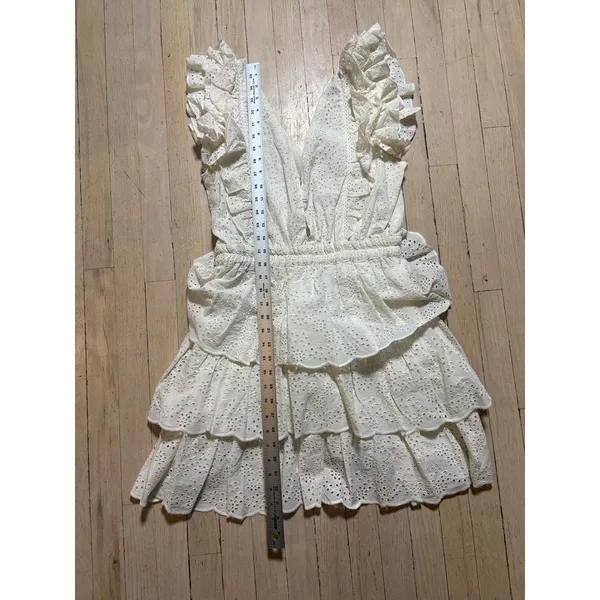 Love The Label White Eyelet Ruffle Tiered Mini Dress - Image 2