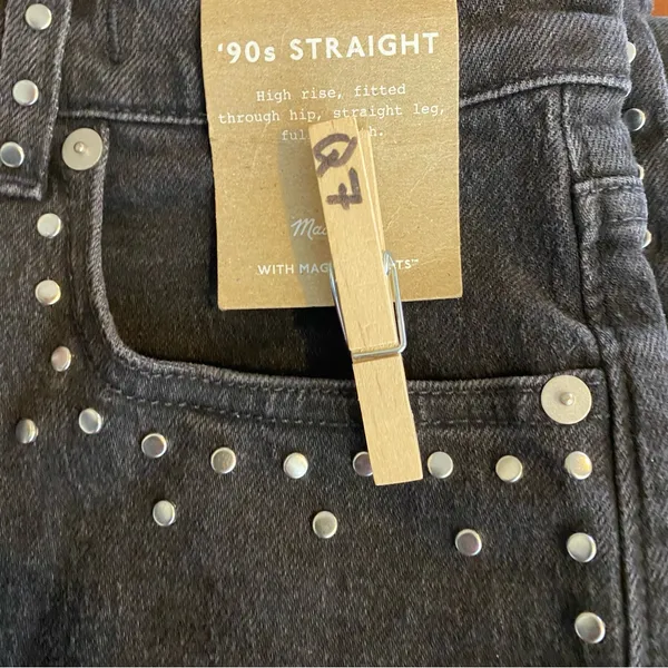 NWT Madewell Limited-Edition‎ Drop: The Studded '90s Straight Jean size 26 black - Image 9