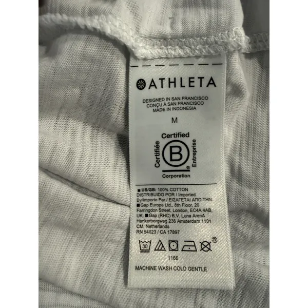 Athleta Womens White‎ 100% Cotton Slub Knit Short Sleeve Crew Neck Tee Size M - Image 6