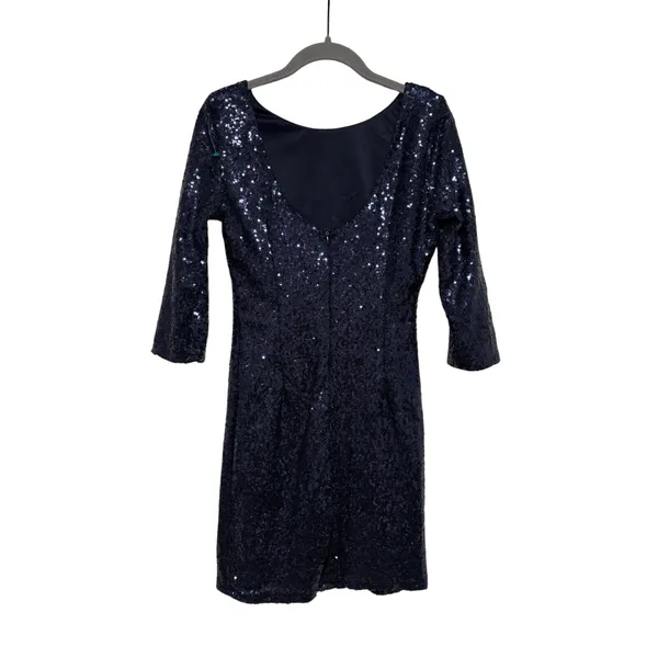Lulus Women's Navy Blue Sequin Mini Cocktail Dress 3/4 Sleeve Size S - Image 7