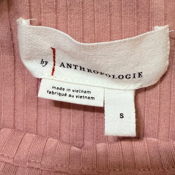 Anthropologie Pink Ribbed Off Shoulder Long Sleeve Button Detail Top Small‎ - Image 5