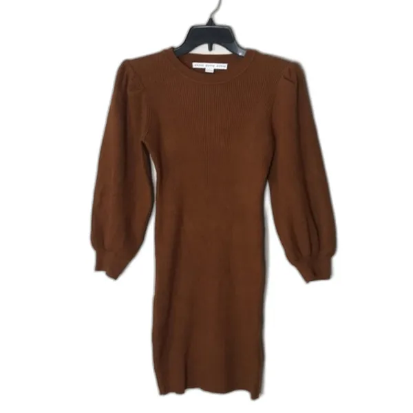 Hyfve brown puffer sleeves sweater dress size large ladies cute‎ modest - Image 2