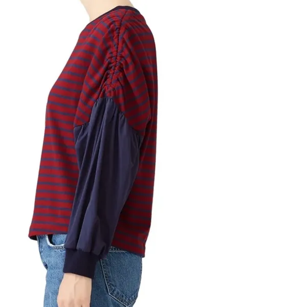 Kinly Shirred sleeve stripe crew neck sweatshirt‎ - Image 2